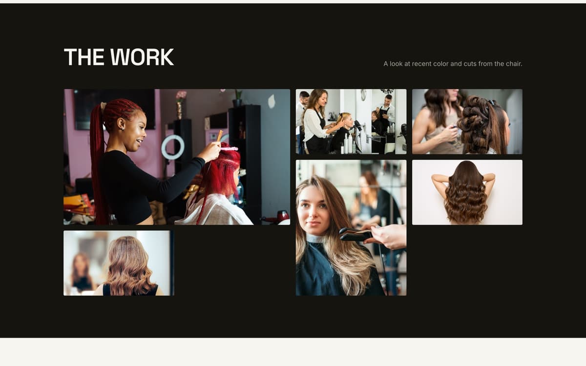 A salon photo gallery on its website